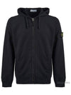 Logo Cotton Zip-Up Hoodie Black - STONE ISLAND - BALAAN 2