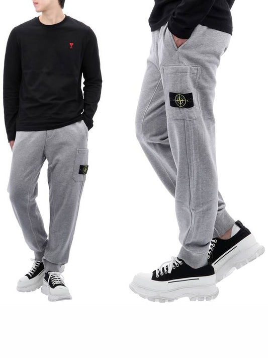 Compass Patch Cotton Track Pants Grey - STONE ISLAND - BALAAN 2