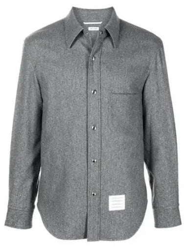 Lightweight Boiled Wool Engineered Stripe Shirt Jacket Grey - THOM BROWNE - BALAAN 1