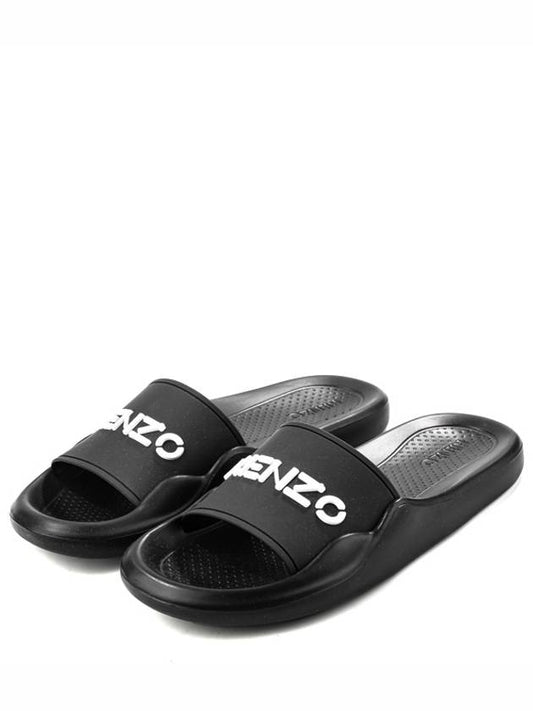 embossed logo slippers black - KENZO - BALAAN.