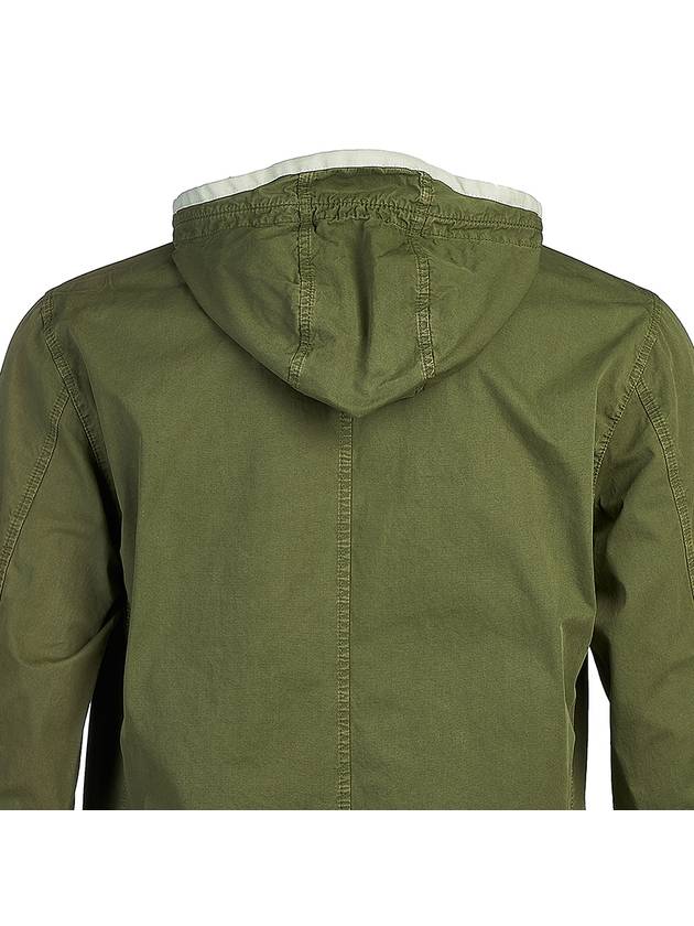 Wappen Patch Old Treatment Hooded Zip Up Olive Green - STONE ISLAND - BALAAN 6