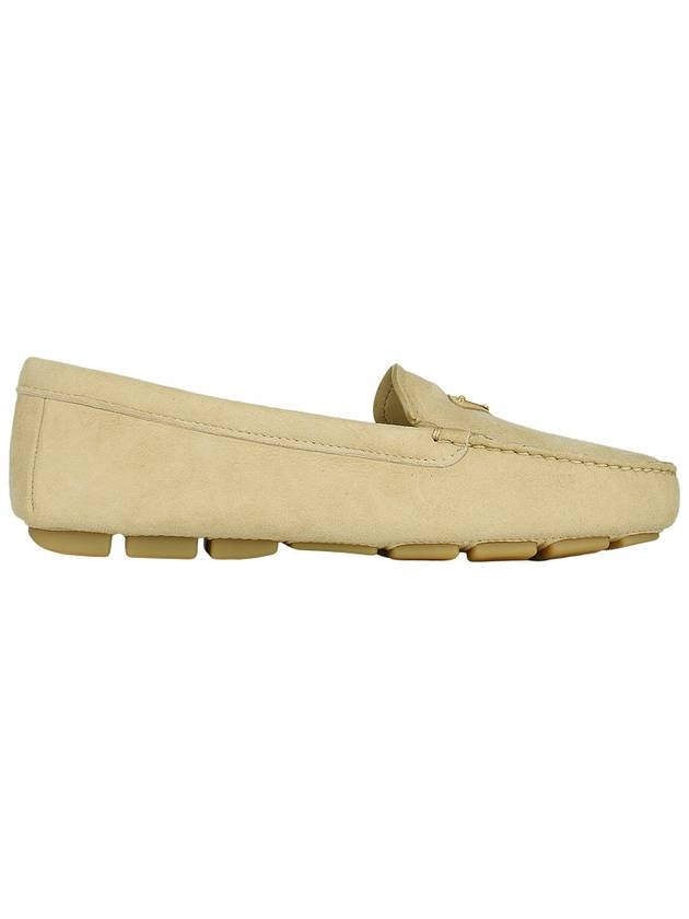 Triangle Logo Suede Driving Shoes Beige - PRADA - BALAAN 5