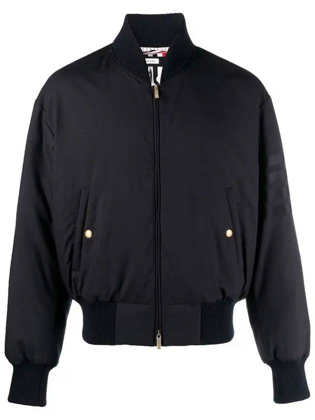 4 Bar Oversized Down Bomber Jacket Navy - THOM BROWNE - BALAAN 2