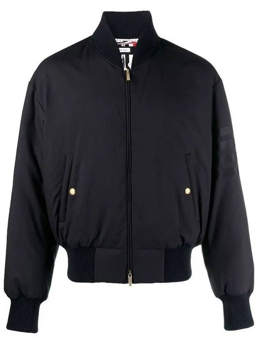 4 Bar Oversized Down Bomber Jacket Navy - THOM BROWNE - BALAAN 2