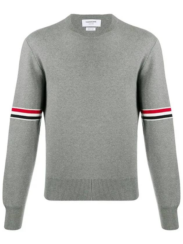 Men's Milan Stitch Armband Crew Neck Knit Top Light Grey - THOM BROWNE - BALAAN 3