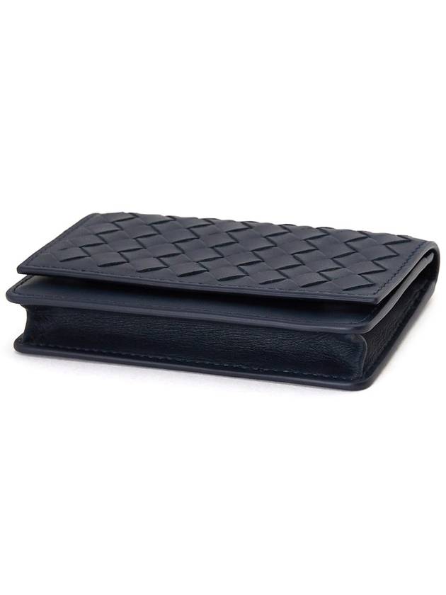 Intrecciato Flap Business Card Wallet Navy - BOTTEGA VENETA - BALAAN 4