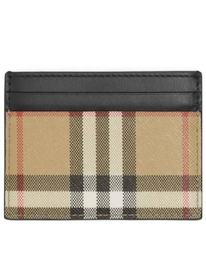 Vintage Check Leather Card Wallet Beige - BURBERRY - BALAAN 2