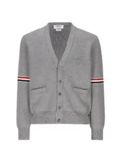 Milano Stitch Sprite Armband Cotton V-neck Cardigan Light Grey - THOM BROWNE - BALAAN 2