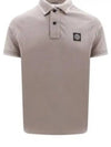 Stretch Cotton Pique Short Sleeve Polo Shirt  Dove Grey - STONE ISLAND - BALAAN 2