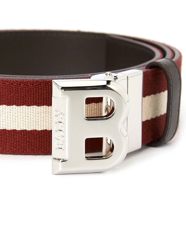 Men's B Buckle Reversible Belt Red White - BALLY - BALAAN 7