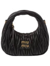 Wander Matelasse Nappa Leather Hobo Mini Bag Black - MIU MIU - BALAAN 2