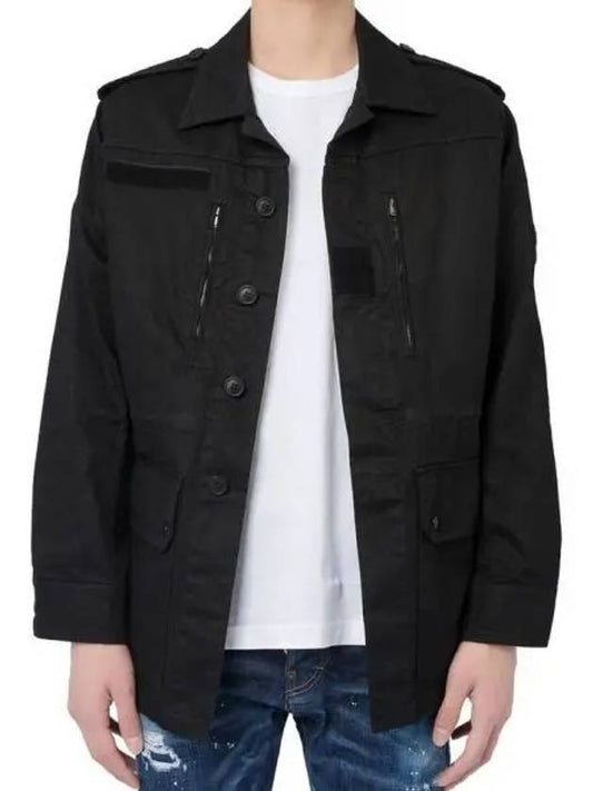 Saint Laurent Hidden Button String Black Field Jacket 271503 - SAINT LAURENT - BALAAN 1