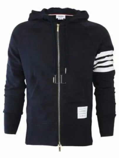 Engineered 4 Bar Diagonal Zip Up Hoodie Navy - THOM BROWNE - BALAAN 2