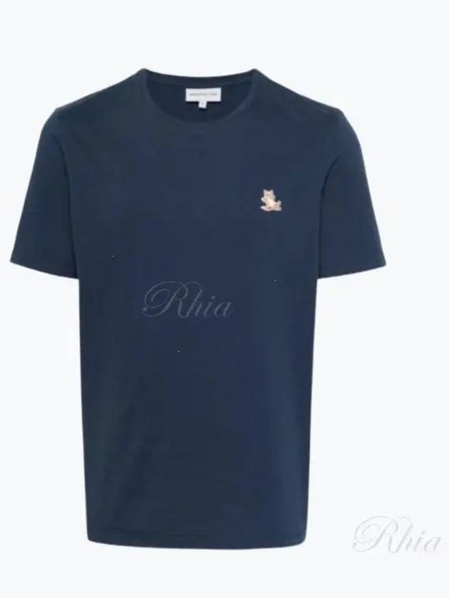 Chillax Fox Patch Regular Short Sleeve T-Shirt Navy - MAISON KITSUNE - BALAAN 2