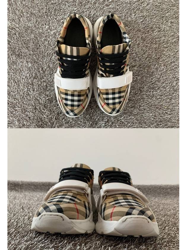 Check Velcro Cotton Canvas Sneakers 40 5 255 - BURBERRY - BALAAN 2