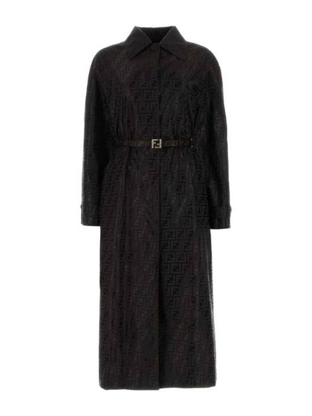 Cotton Blend Trench Coat Black - FENDI - BALAAN 1