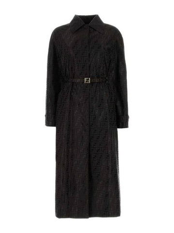 Cotton Blend Trench Coat Dark Brown - FENDI - BALAAN 1