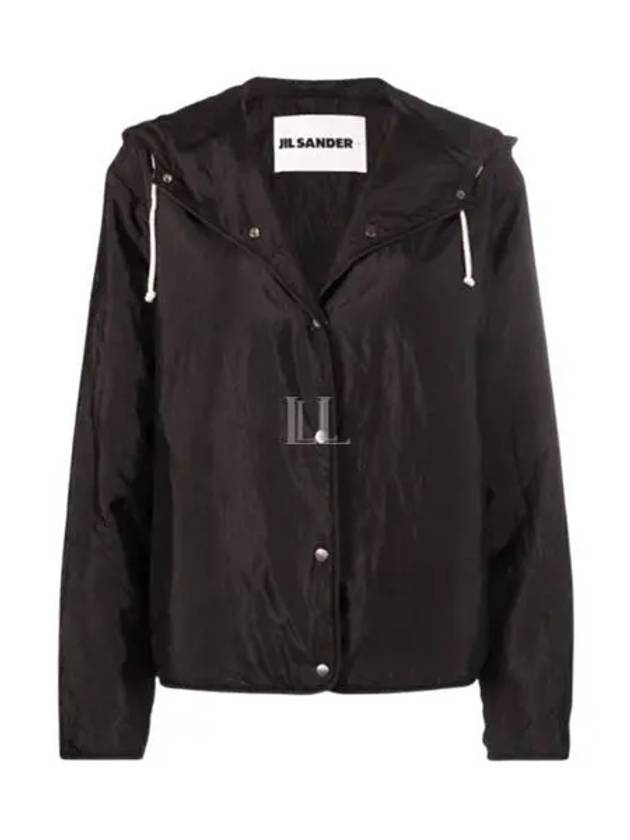 Drawstring Button Hooded Jacket Black - JIL SANDER - BALAAN 2