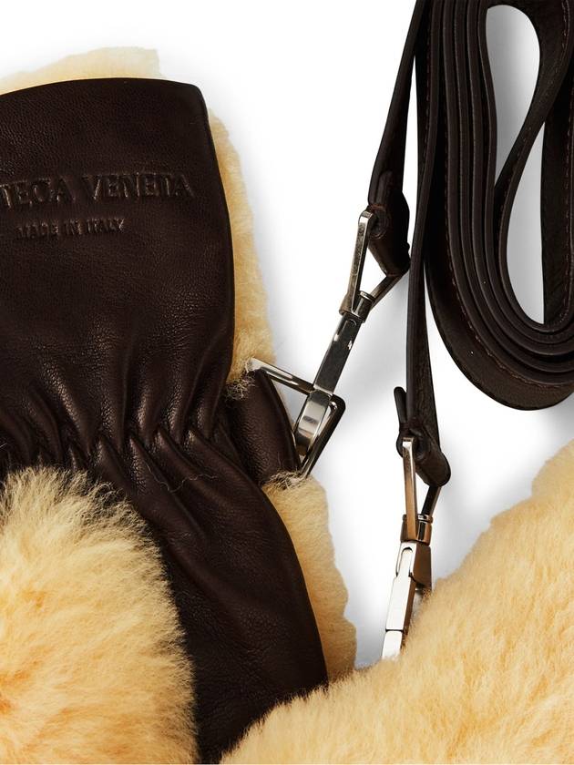 Teddy Shearling And Leather Logo Gloves - BOTTEGA VENETA - BALAAN 3