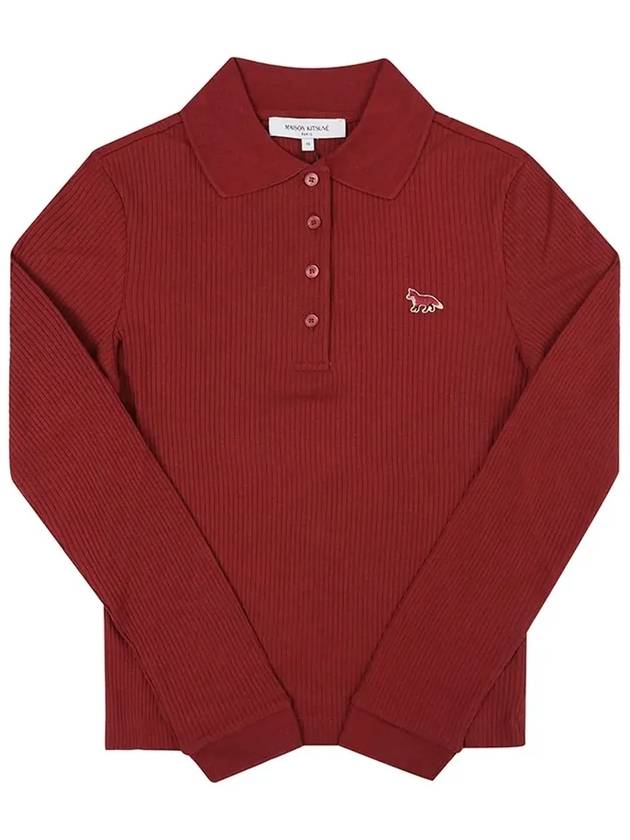 Maison Kitsune Logo Slim Fit Long Sleeve Pk Shirt Bordeaux - MAISON KITSUNE - BALAAN 4