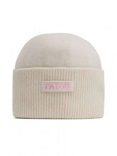 Logo Patch Wool Cashmere Beanie White - PATOU - BALAAN 2