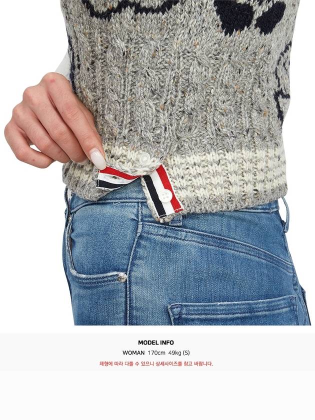 Rose intarsia cable knit top light gray - THOM BROWNE - BALAAN 8