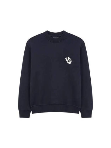 Just one day Men s embroidery logo crew neck sweatshirt navy - EMPORIO ARMANI - BALAAN 1