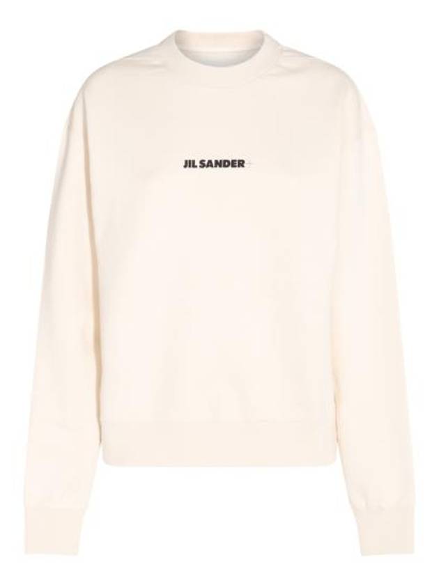 Front Logo Cotton Sweatshirt Beige - JIL SANDER - BALAAN 2