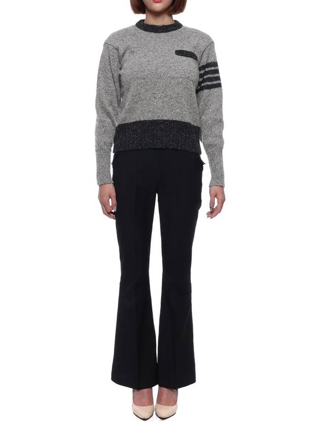 Women's 4 Bar Mohair Tweed Pullover Knit Top Grey - THOM BROWNE - BALAAN 4