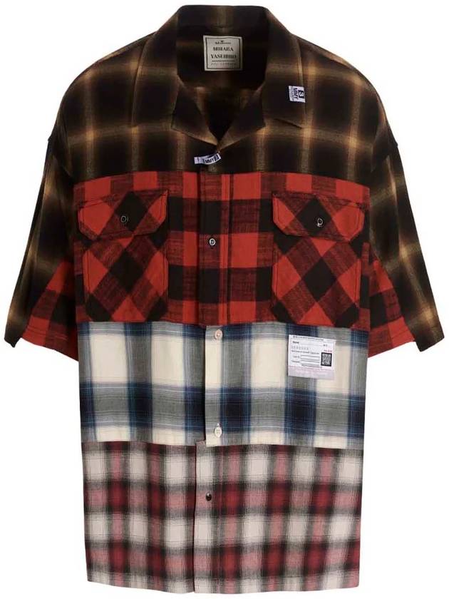 Check Panel Flannel Cotton Short Sleeve Shirt - MIHARA YASUHIRO - BALAAN 2