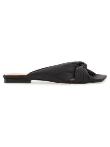 Soft Knot Flat Mule Slippers Black - GANNI - BALAAN 1