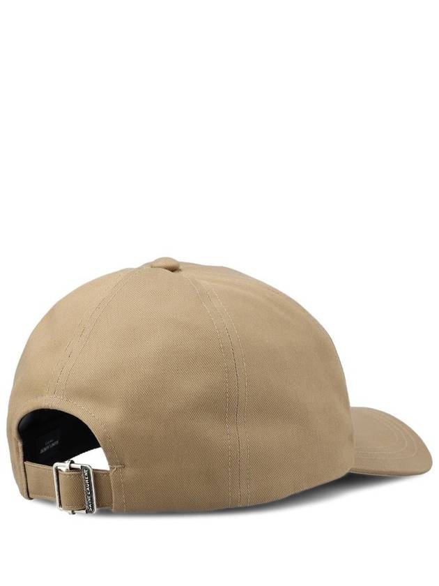 Embroidered Logo Gabardine Weave Cotton Ball Cap Beige - SAINT LAURENT - BALAAN 4