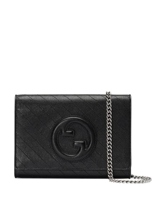 Blondie Interlocking G Leather Chain Medium Wallet Black - GUCCI - BALAAN 1