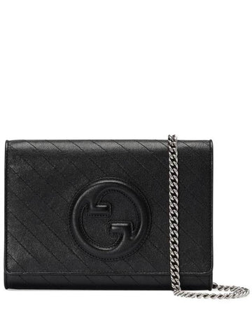 Blondie Interlocking G Leather Chain Medium Wallet Black - GUCCI - BALAAN 1