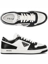 Men's Downtown Triangle Logo Leather Low Top Sneakers White Black - PRADA - BALAAN 2