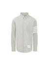 Men's Diagonal Solid Flannel Long Sleeve Shirt Grey - THOM BROWNE - BALAAN 2