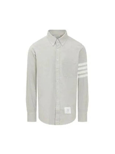 Men's Diagonal Solid Flannel Long Sleeve Shirt Grey - THOM BROWNE - BALAAN 2