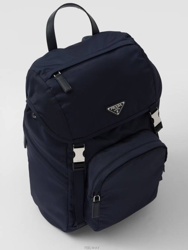 Re-Nylon Saffiano Leather Backpack Navy - PRADA - BALAAN 4