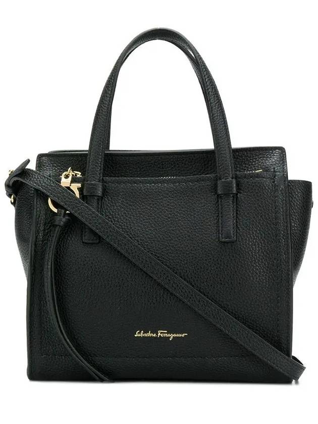 Amy Double Small Tote Bag Black - SALVATORE FERRAGAMO - BALAAN 3