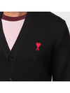 Heart Logo Merino Wool Cardigan Black - AMI - BALAAN 6