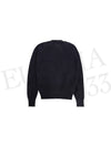 Heart Embroidered Logo Crew Neck Knit Top Navy - AMI - BALAAN 3