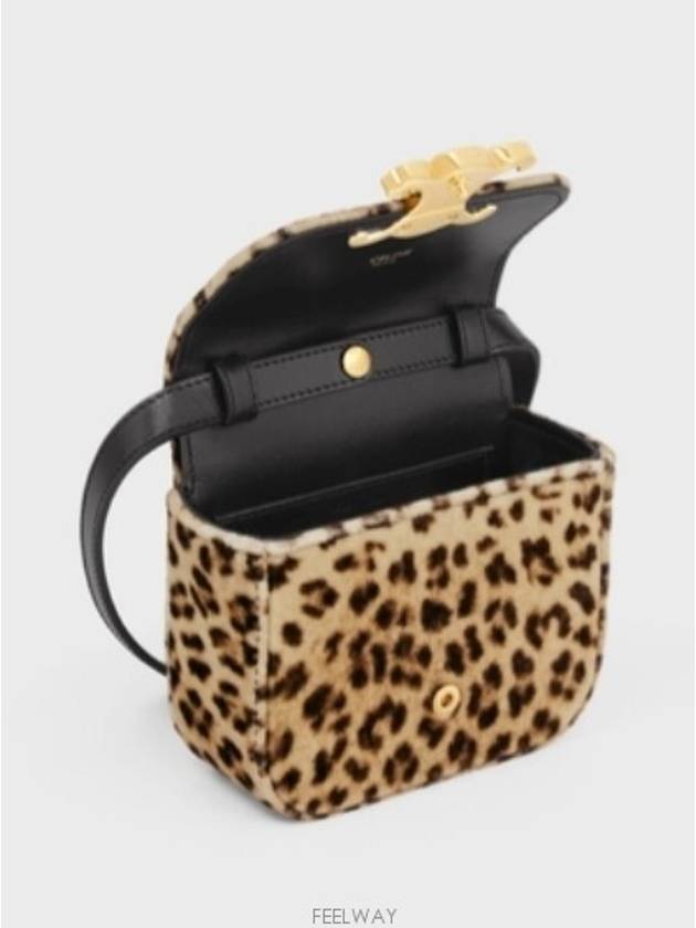 Mini Claude Leopard Print Velvet Cross Bag - CELINE - BALAAN 4