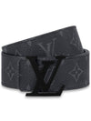 Men's LV Initials Monogram Leather Belt Black - LOUIS VUITTON - BALAAN.