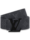 Men's LV Initials Monogram Leather Belt Black - LOUIS VUITTON - BALAAN 1