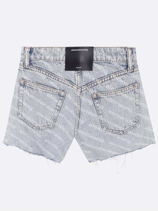 All-Over Logo Bite High Waist Denim Shorts Blue - ALEXANDER WANG - BALAAN 3