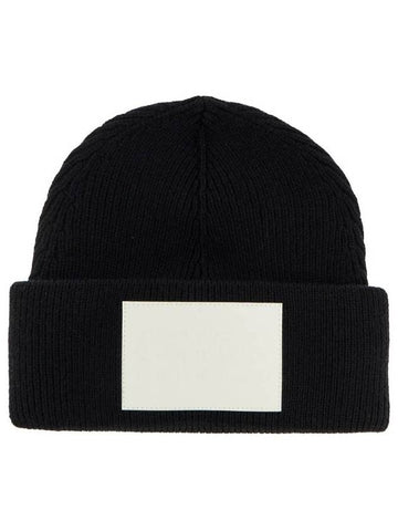 "Wool Beanie Hat With Large Logo Patch" - MAISON MARGIELA - BALAAN 1