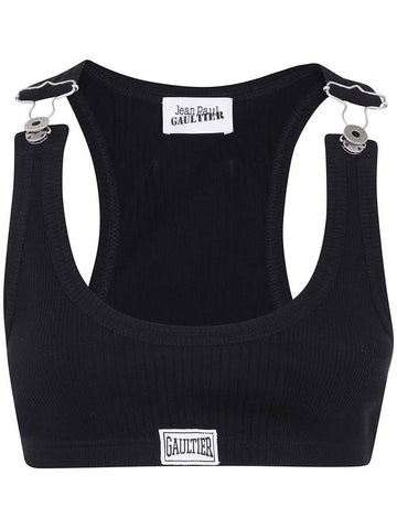 Jean Paul Gaultier Crop Tank Top With Overall Clip And "Gaultier" Patch Clothing - JEAN PAUL GAULTIER - BALAAN 1