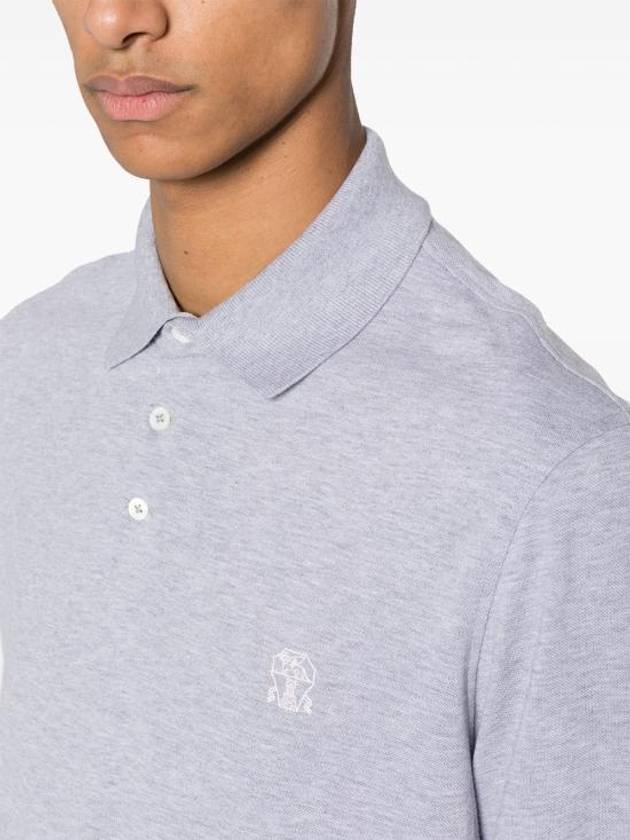 Logo Cotton Polo Shirt Grey - BRUNELLO CUCINELLI - BALAAN 6