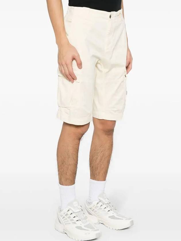 Stretch Satin Cargo Shorts Beige - CP COMPANY - BALAAN 4