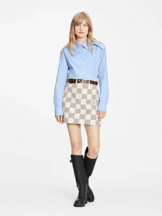 Damier Azur Denim A-Line Mini Skirt 1A9LDB - LOUIS VUITTON - BALAAN 2